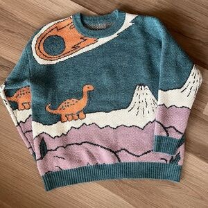 Aelfric Eden Dinosaur Knit Sweater | Y2K Streetwear Oversized Graphic Pullover